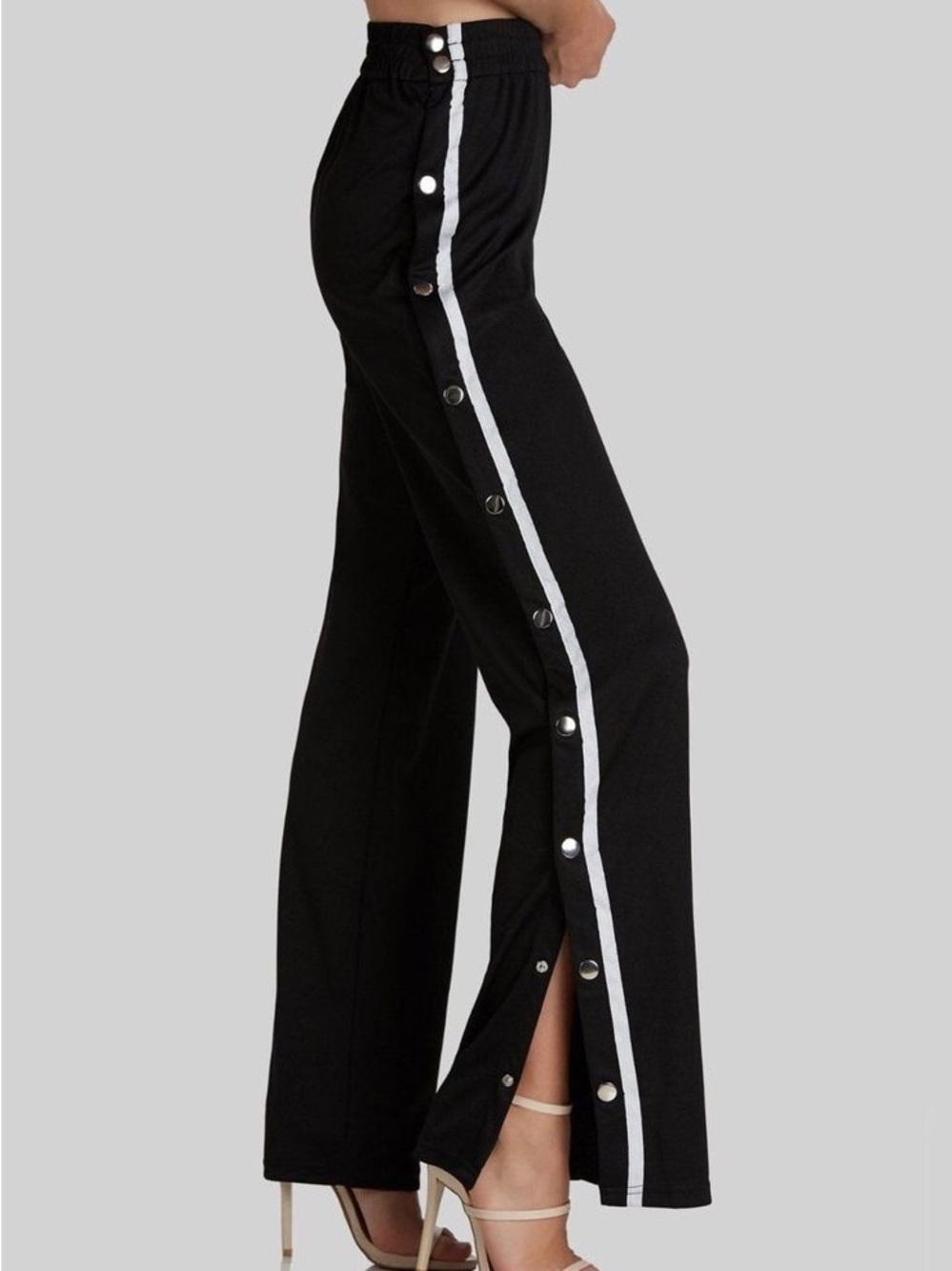 Sporty Tear Away Striped Wide Leg Pants